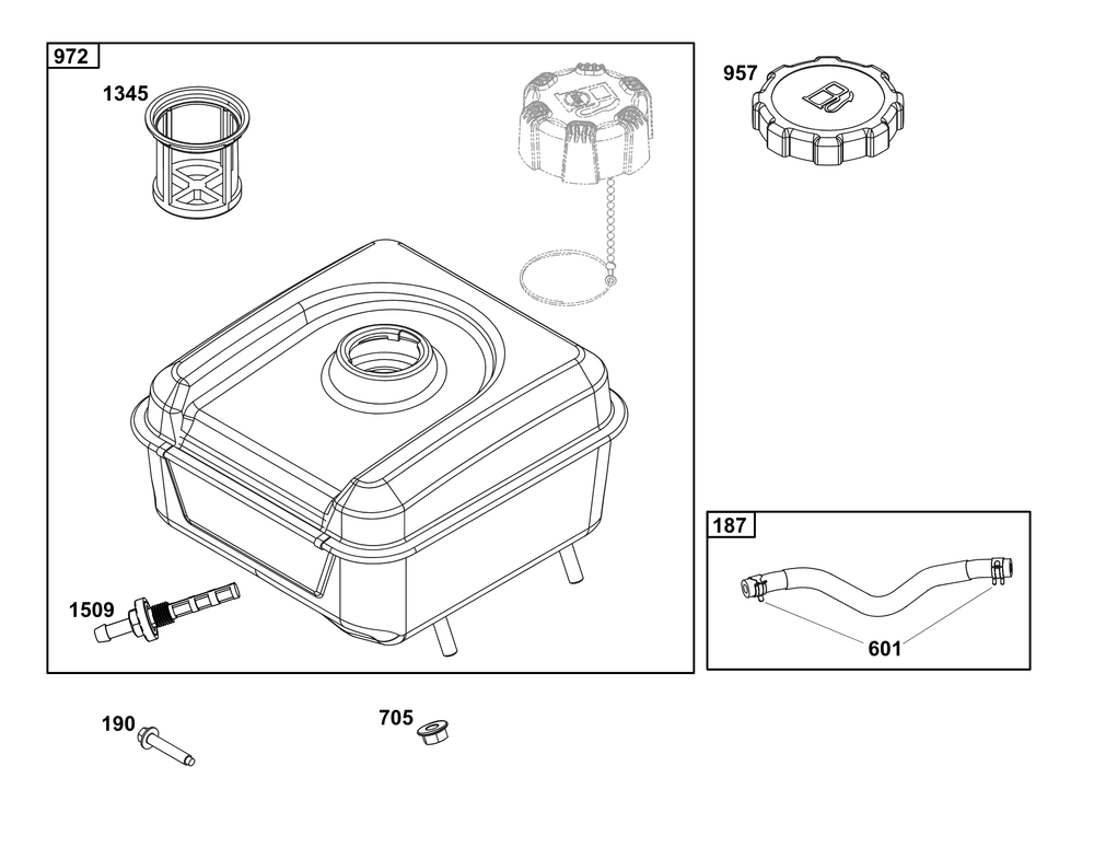 Fuel Supply Group Diagram and Parts List for 10V336-0034-H7 100000 - 19Z999 Briggs and Stratton Engine